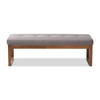 Baxton Studio Caramay Grey Upholstered Walnut Brown Finished Wood Bench 147-8194